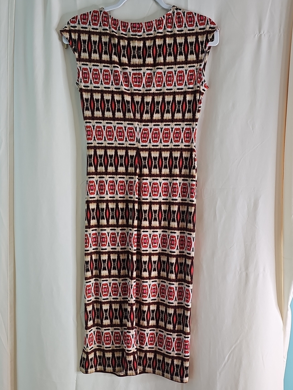 Rafaella Sleeveless Geometric Midi Dress in Red, Black and Cream - Picture 7 of 7